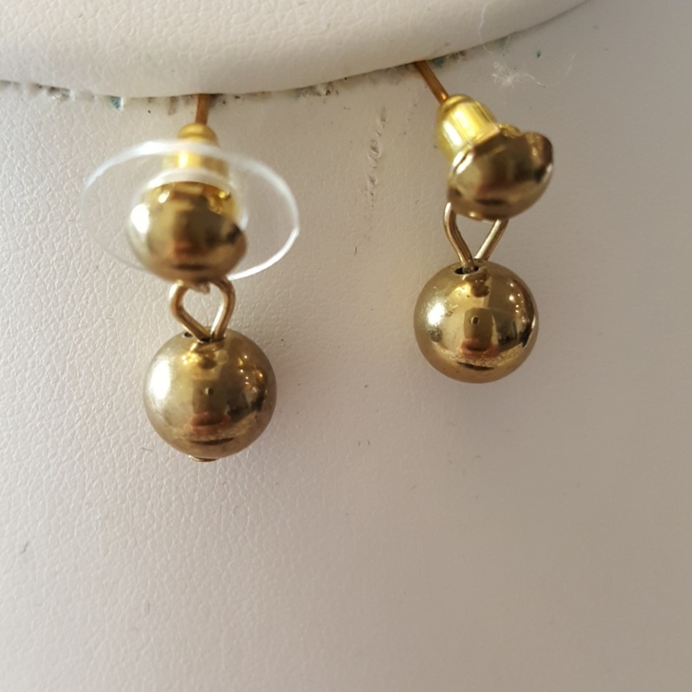 Goldtone ball dangle earrings